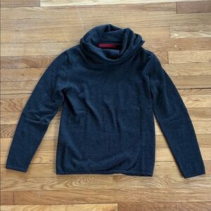 Krimson Klover Merino Sweater Medium Cowl Neck Charcoal Grey Apres Ski Warm